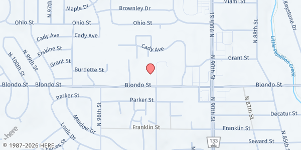 Map showing All Saints Episcopal Church Mobile - Blondo St Stop at 9302 Blondo St, Omaha, NE