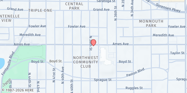 Map showing Bethesda Sda Temple Pantry at 3725 Ames Ave, Omaha, NE