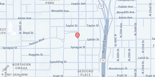 Map showing Black Men United Food Pantry at 4200 N 30th St, Omaha, NE