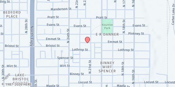Map showing Catholic Charities (CC) St Martin De Porres Pantry at 2111 Emmet St, Omaha, NE