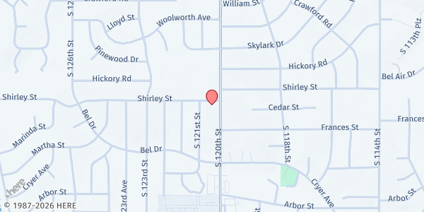 Map showing Chabad House Pantry at 1866 S. 120th St., Omaha, NE