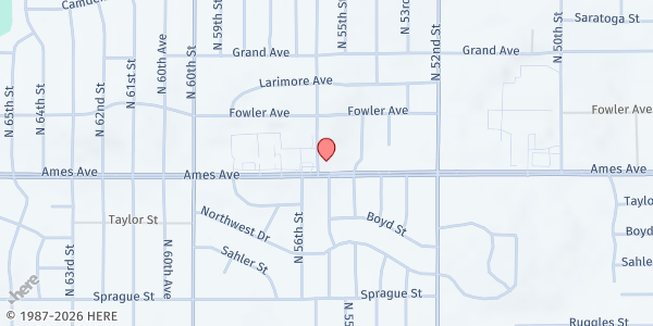 Map showing Clair Cares Food Pantry at 5544 Ames Ave, Omaha, NE