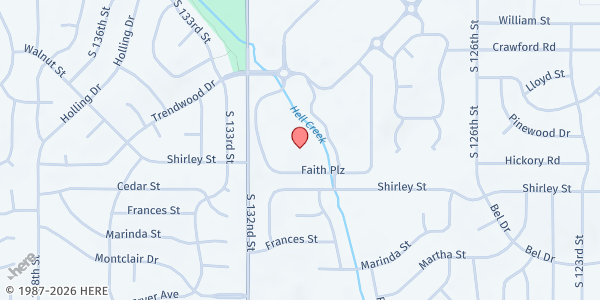 Map showing Countryside Church at 13130 Faith Plaza, Omaha, NE
