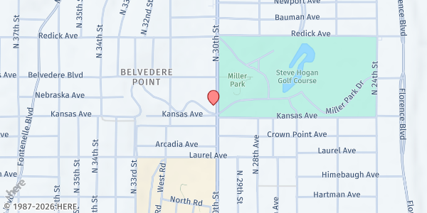 Map showing Episcopal Church Of The Resurrection at 3004 Belvedere Blvd, Omaha, NE