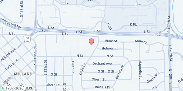 Map showing Faith Works Pantry - Faith Westwood at 4814 Oaks Lane, Omaha, NE