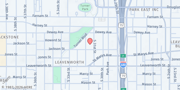 Map showing First Lutheran Pantry at 542 S 31st St, Omaha, NE
