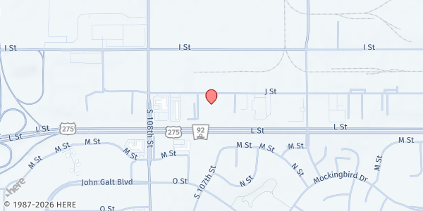 Map showing Food Bank for the Heartland at 10525 J St., Omaha, NE
