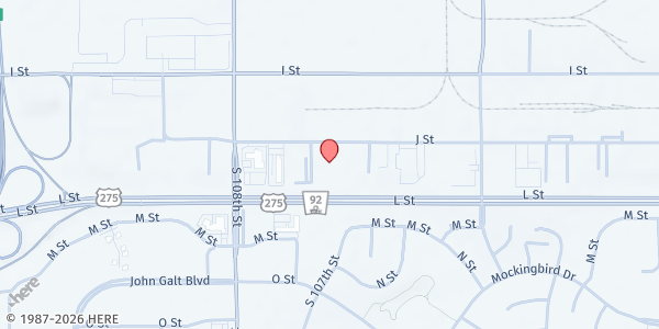 Map showing Food Bank for the Heartland Distribution Network at 10525 J St., Omaha, NE