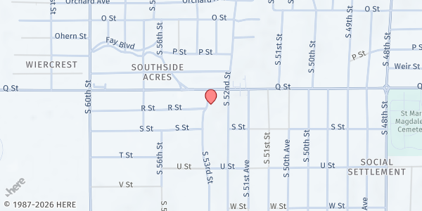 Map showing Holy Ghost Pantry St. Vincent De Paul (SVDP) at 5219 S 53rd St, Omaha, NE