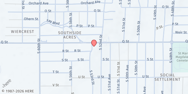 Map showing Holy Ghost Pantry (SVDP) at 5219 S 53rd St., Omaha, NE