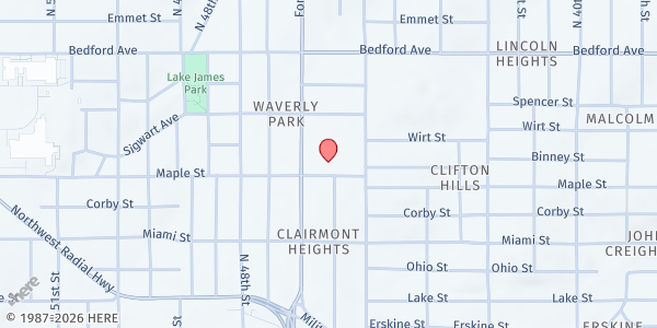 Map showing Holy Name Food Pantry - Food Distribution Center at 2901 Fontenelle Blvd, Omaha, NE