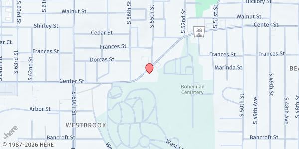 Map showing Intercultural Senior Center at 5545 Center St., Omaha, NE