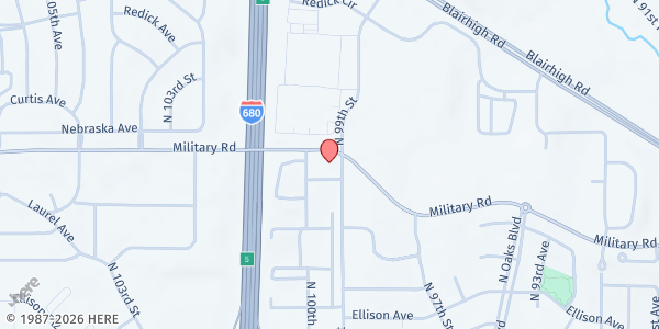 Map showing James Phillip Foster (JPF) Hope Resource Center at 6124 N 99th St, Omaha, NE