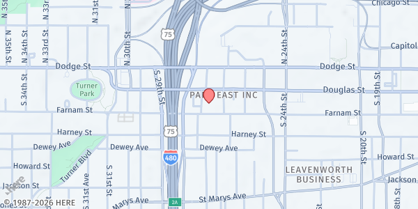 Map showing Kountze Memorial Food Pantry at 2650 Farnam St., Omaha, NE