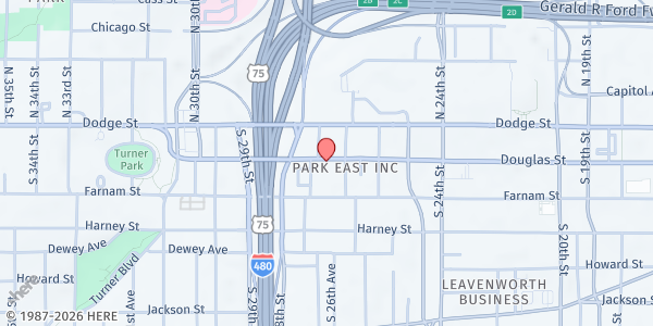 Map showing Kountze Memorial Pantry at 2665 Douglas St, Omaha, NE