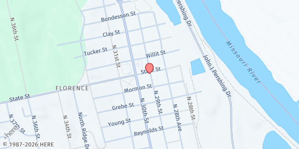 Map showing Living Hope Food Pantry at 8323 N 30th St, Omaha, NE