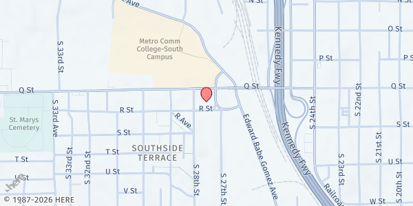 Map showing Living Hope UMC at 2712 R St, Omaha, NE