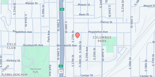 Map showing Loaves & Fishes - Grace Lutheran Church at 1326 S. 26th St., Omaha, NE