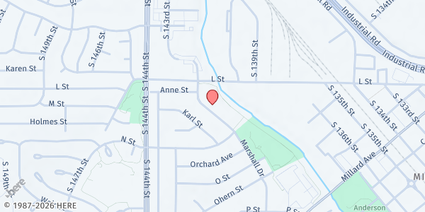 Map showing Marshall Drive Baptist Pantry at 4845 Marshall Dr, Omaha, NE