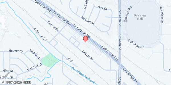 Map showing Millard Food Pantry at 14633 Industrial Rd., Omaha, NE