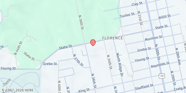 Map showing Notre Dame Housing - Food Distribution Center at 3439 State St, Omaha, NE