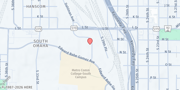 Map showing One World Community Health Center at 4920 S. 30th St., Omaha, NE