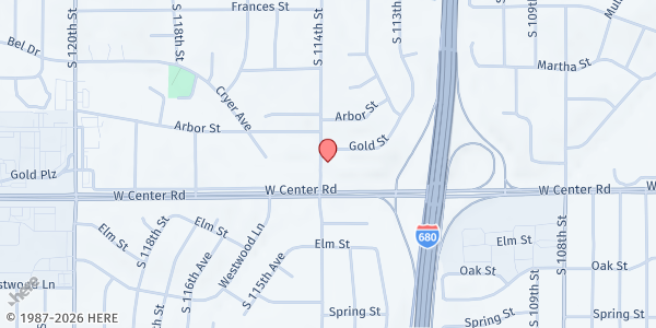 Map showing One14 Center Pantry at 2617 S 114th St, Omaha, NE