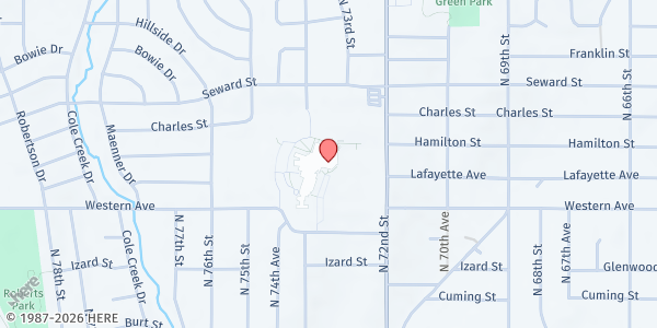 Map showing Operation Others Outreach - Food Distribution Center at 7400 Western Ave, Omaha, NE