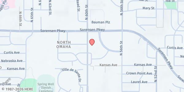 Map showing Project Hope Pantry at 6201 N 60th St, Omaha, NE