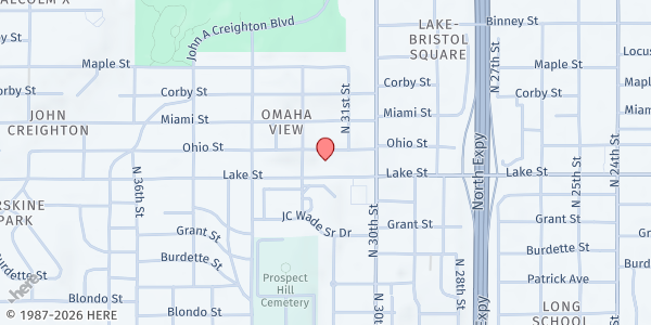 Map showing Salem Food Pantry at 3120 Lake St, Omaha, NE