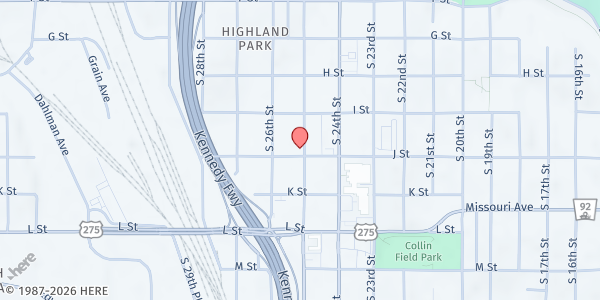 Map showing San Andres Lutheran Pantry at 4440 S 25th St, Omaha, NE