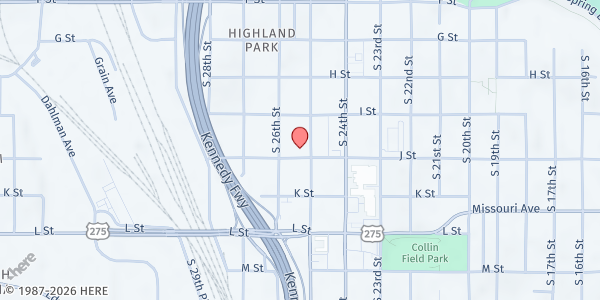 Map showing San Andres Lutheran Pantry at 4440 S. 25th St., Omaha, NE