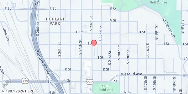 Map showing South Lutheran Pantry at 4401 S 23rd St, Omaha, NE