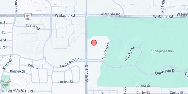 Map showing St. Vincent de Paul Catholic Church at 14330 Eagle Run Dr, Omaha, NE