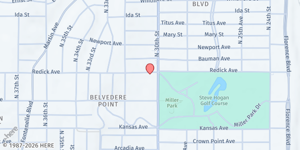 Map showing Trinity Lutheran Church at 6340 N 30th St, Omaha, NE