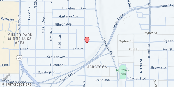 Map showing United Methodist Food Pantry at 2319 Ogden St, Omaha, NE