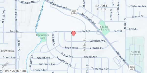 Map showing Vineyard Food Assistance at 8333 Fort St, Omaha, NE