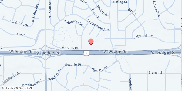 Map showing Westside Church at 15050 W. Dodge Rd., Omaha, NE