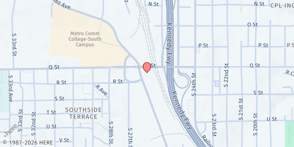 Map showing Whispering Roots at 2624 Edward Babe Gomez Ave, Omaha, NE