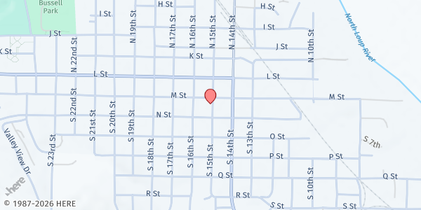 Map showing ORD First Methodist Church Food Pantry at 213 S 15th St, Ord, NE