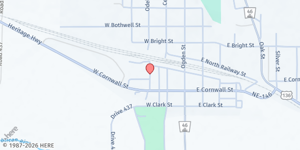 Map showing Oxford Fire Hall at 310 Odell St, Oxford, NE