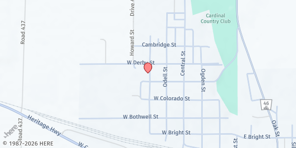 Map showing Oxford Food Pantry at 801 Odell St, Oxford, NE