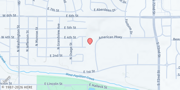 Map showing NeighborGood Food Pantry at 302 American Pkwy, Papillion, NE