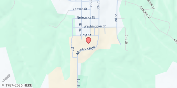 Map showing Food Bank of Lincoln at Peru State College – AWAC Building at Peru State College, Hoyt Street, Peru, NE