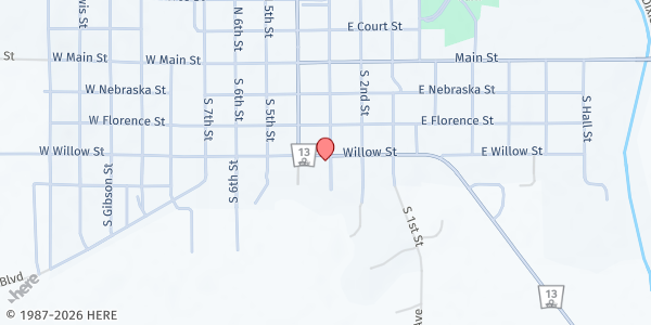 Map showing Saint Joseph's Catholic Church at 118 W Willow St, Pierce, NE