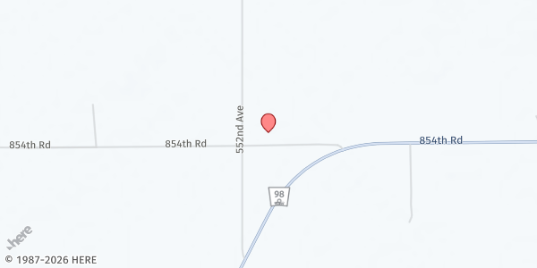 Map showing St John's Lutheran Church at 55203 854th Rd, Pierce, NE