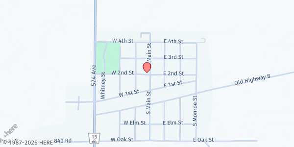Map showing Cooper Family Community Center at 100 W 2nd St, Pilger, NE
