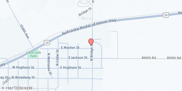 Map showing St Jane Frances de Chantal Church Office at 402 N Bridge St, Randolph, NE