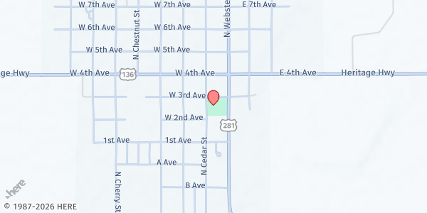 Map showing Red Cloud Community Center at 142 W 3rd Ave, Red Cloud, NE
