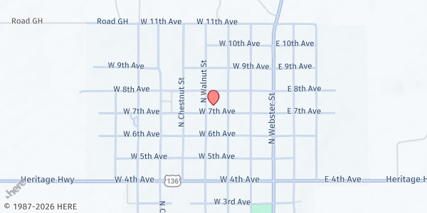 Map showing Webster County Food Pantry at 341 W 7th Ave, Red Cloud, NE
